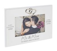 Shudehill Giftware Heartfelt Words Mr & Mrs or Engagement 6x4 White Photo Frame - Sentimental Gift Idea for Wedding, Valentines, Couple (Mr & Mrs)