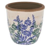 Shudehill Giftware Indian Garden Pretty Floral Blue and White Design Planter Pot - Small or Large (Small)
