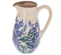 Shudehill Giftware Indigo Garden Blue Floral Crackle Effect Vase - Pitcher, Traditional, Handle or Bouquet Designs (Pitcher)