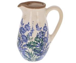 Shudehill Giftware Indigo Garden Blue Floral Crackle Effect Vase - Pitcher, Traditional, Handle or Bouquet Designs (Pitcher)