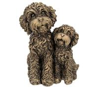 Shudehill Giftware Large Bronze Cockapoo and Pup Ornament Sitting Dog with Puppy Figurine
