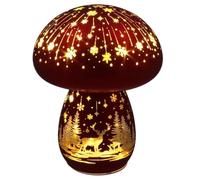 Shudehill Giftware Large Red LED Mushroom Christmas Woodland Light Decoration with Snowflake and Deer Design
