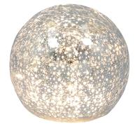 Shudehill Giftware LED Crackle Glass Bauble Collection Light Up Christmas Decorations Assorted Sizes Gold and Silver (Silver Ball Height 8.5x Width 10x Depth 10cm)