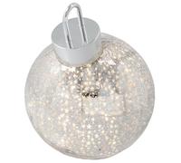 Shudehill Giftware LED Crackle Glass Bauble Collection Light Up Christmas Decorations Assorted Sizes Gold and Silver (Silver Medium Height 17x Width 15x Depth 15cm)