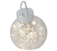Shudehill Giftware LED Crackle Glass Bauble Collection Light Up Christmas Decorations Assorted Sizes Gold and Silver (Silver Small Height 15x Width 12x Depth 12cm)
