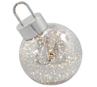 Shudehill Giftware LED Crackle Glass Bauble Collection Light Up Christmas Decorations Assorted Sizes Gold and Silver (Silver Large Height 26.5X Width 20x Depth 20cm)