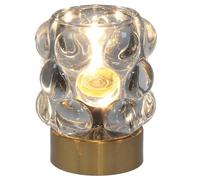 Shudehill Giftware Luxe LED Unique Bubble Glass Lamp with Brushed Gold Base - Grey, Purple or Green (Grey)