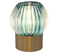 Shudehill Giftware Luxe LED Unique Lines Glass Lamp with Brushed Gold Base - Grey, Blue or Teal (Teal)