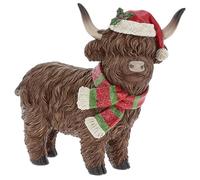Shudehill Giftware Merry Christmas Standing Highland Cow Ornament Figurine - Christmas Decoration