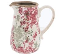 Shudehill Giftware Misty Collection Ceramic Jug, Pink Floral Garden Design, Crackle Glaze Finish, Decorative Pitcher