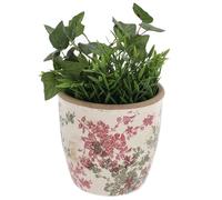 Shudehill Giftware Misty Collection Large Ceramic Planter, Pink Floral Crackle Glaze Garden Plant Pot