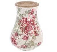 Shudehill Giftware Misty Collection Pink Garden Bouquet Ceramic Vase, Floral Design with Crackle Glaze Finish