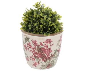 Shudehill Giftware Misty Collection Small Ceramic Planter, Pink Floral Crackle Glaze, Garden Style Plant Pot