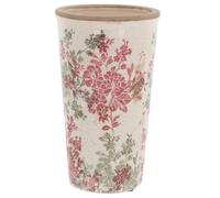 Shudehill Giftware Misty Collection Tapered Ceramic Vase, Pink Floral Garden Design, Crackle Glaze Finish, Decorative Flower Vase