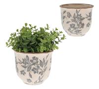 Shudehill Giftware Misty Garden Collection Small Planter, Floral Ceramic Plant Pot, Country Farmhouse Home Decor