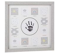Shudehill Giftware Modern Grey Baby First Year Hand Print Frame 28cm Square Wall Hang or Stand Frame