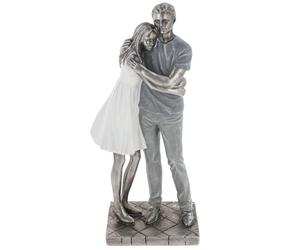 Shudehill Giftware Moonlight Couple Ornament Brushed Silver Metalic Effect - Sitting Thinking, Relaxing, Embracing, Kissing and More Poses (Standing Embracing)