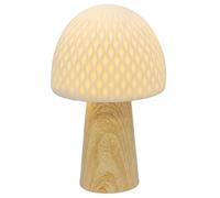 Shudehill Giftware Mushroom Glow Lamp Ornament with Wooden Base and Cream Neutral Top - Button Small Design