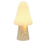 Shudehill Giftware Mushroom Glow Lamp Ornament with Wooden Base and Cream Neutral Top - Toadstool Design, Large