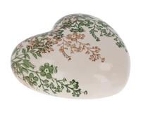 Shudehill Giftware Natural Garden Heart Ornament, Ceramic, Floral Design, Heart-Shaped Decorative Piece