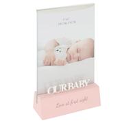 Shudehill Giftware Our Baby Girl Photo Frame - Silver-Plated 4x6 Keepsake with Pink “Love at First Sight” Base (Silver Memories Our Baby Girl, 4X6)