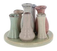 Shudehill Giftware Petite Pottery Pastel Tones Mini Collection of Vases - Great for Single Flowers, Dried Arrangements and More (7 Stem)