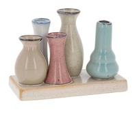 Shudehill Giftware Petite Pottery Pastel Tones Mini Collection of Vases - Great for Single Flowers, Dried Arrangements and More (5 Stem)