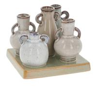 Shudehill Giftware Petite Pottery Pastel Tones Mini Collection of Vases - Great for Single Flowers, Dried Arrangements and More (Square)