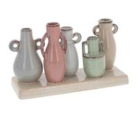 Shudehill Giftware Petite Pottery Pastel Tones Mini Collection of Vases - Great for Single Flowers, Dried Arrangements and More (Round)