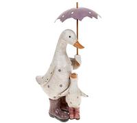 Shudehill Giftware Pink and Lilac Polka Dot Duck & Baby with Umbrella Ornament