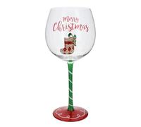 Shudehill Giftware Red Christmas Bling Wine Glass, Tree, Reindeer, Gift and More Xmas Designs to Choose (Stocking)