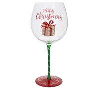 Shudehill Giftware Red Christmas Bling Wine Glass, Tree, Reindeer, Gift and More Xmas Designs to Choose (Gift)