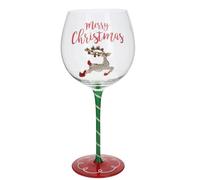 Shudehill Giftware Red Christmas Bling Wine Glass, Tree, Reindeer, Gift and More Xmas Designs to Choose (Reindeer)