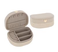 Shudehill Giftware Rox Box Jewellery Box Oval Square D Zip Oyster - Portable Travel Organiser with Ring Holder, Necklace Hooks, Storage for Bracelets & Rings (Rox Box Jewellery Box D Shape Oyster)