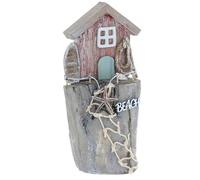 Shudehill Giftware Sandy Bay Standing Beach House Ornament - Rustic Coastal Themed Design with Lighthouse, Anchor, Log House and More
