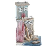 Shudehill Giftware Sandy Bay Standing Beach House Ornament - Rustic Design with Lighthouse and Anchor