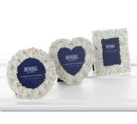 Shudehill Giftware SET OF 3 DIAMANTE POLISHED SILVER CORAL MINI PHOTO FRAMES BOXED
