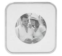 Shudehill Giftware Silver Curve White Border Minimal Thin Stylish Photo Frame - 4x4, 4x6, 5x7 Sizes (Curve 4x4)