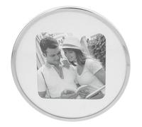 Shudehill Giftware Silver Curve White Border Minimal Thin Stylish Photo Frame - 4x4, 4x6, 5x7 Sizes (Round 4x4)