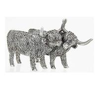 Shudehill Giftware Silver Highland Coo Pair Resin Ornament