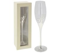 Shudehill Giftware Silver Plated Champagne Flute - Birthday Celebration Glass in Gift Box - 18th 21st 30th 40th 50th 60th Milestone Keepsake (21st Birthday)