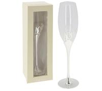 Shudehill Giftware Silver Plated Champagne Flute - Birthday Celebration Glass in Gift Box - 18th 21st 30th 40th 50th 60th Milestone Keepsake (40th Birthday)