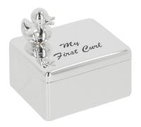 Shudehill Giftware Silver Plated Duck First Curl/Tooth Box - Cute Little Storage Box for Baby Tooth or Curl - Sentimental Gift (First Curl)