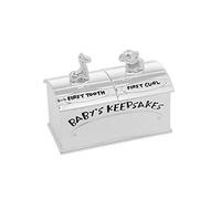 Shudehill Giftware Silver Plated First Tooth & Curl Box Baby Keepsake Elephant Giraffe