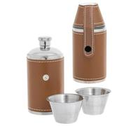 Shudehill Giftware Small Round Flask Tan 6oz with Cup Lid