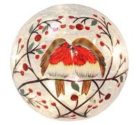 Shudehill Giftware Small Xmas Crackle Robins Heart LED Ball