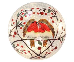Shudehill Giftware Small Xmas Crackle Robins Heart LED Ball