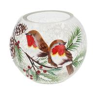 Shudehill Giftware Small Xmas Crackle Round Robin Tealight Holder 340860