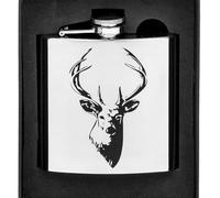 Shudehill Giftware Stainless Steel Hip Flask 6oz - Engraved Stag Head Design - Classic Gift for Outdoors & Hunting Enthusiast (Hip Flask Stag 6oz)