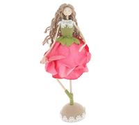 Shudehill Giftware Standing Flower Girl Decorative Ornament - Pink Dahlia, Rose, Cream Chrysanth Styles (Pink Rose)